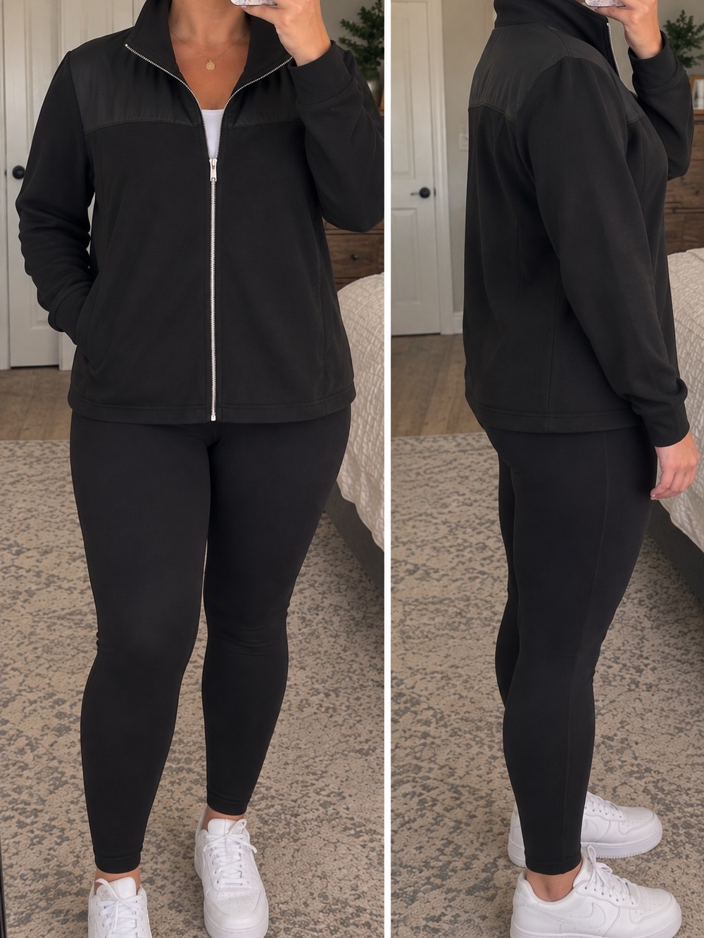INC International Concepts Black Active Zip Jacket